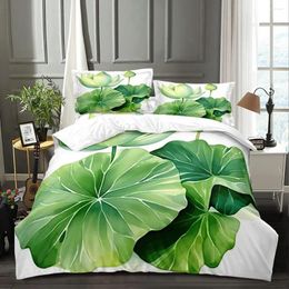 Bedding Sets Lotus Flower Abstract Duvet Cover Set Include 1 2 Pillowcases Leaf Comforter Microfiber Soft