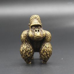 Decorative Figurines Chinese Classical Brass Gorilla Statue Antique Study Desktop Ornament Table Tea Pet Solid Pure Copper Animal Figurine