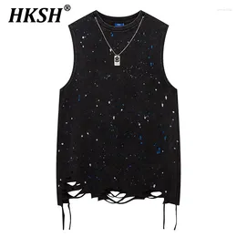Men's Tank Tops HKSH 2024 Necklace Perforated Sequins Summer American High Street Hip Hop Couple Streetwear Sleeveless Tees HK0988