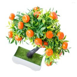 Decorative Flowers Green Office Decor Artificial Fruit Tree Simulation Bonsai Orange Fake Decors Plastic Flower Simulated Faux