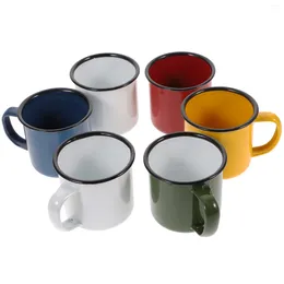 Mugs 6 Pcs Practical Enamel Cups Simple Water Mug Espresso Glass Cupsss Drinking