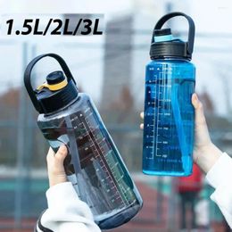 Water Bottles 1.5L/2L/3L Sports Bottle Portable With Time Marker Large Capacity Travel Kettle Lightweight Leakproof Clear Drink