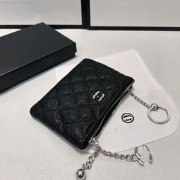 Designer Handbag Leather Bag Brand Women's Lingge Card Caviar Coin Purse Multi-function Zipper Makeup Bag Internet Red Key Mouth RedB61E