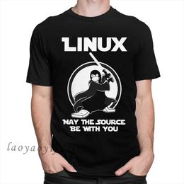 Men's T-Shirts Programmer Computer Developer Gk Nerd Man T Shirt Funny Linux T Men May The Source Be with You Tops Ropa Hombre T240510