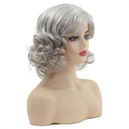 Europe and America human hair wig for women silver white glam curl spanish wave grace wave short curly hair wigs Dropshipping