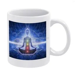 Mugs Zen White Mug 11 Oz Funny Ceramic Coffee/Tea/Cocoa Unique Gift Spiritual Healthy Spirituality Calm Silhouette Pose Harmo