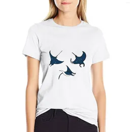 Women's Polos Manta Rays T-shirt Tees Animal Print Shirt For Girls Hippie Clothes Tshirts Women