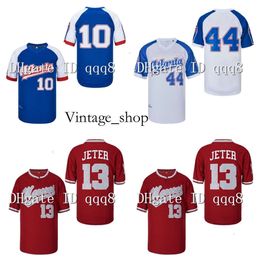 Vin Top Quality 1 Derek Jeter Amateur Kalamazoo Maroons Jersey Chipper Jones Hank Aaron ATLANTA BLACK CRACKERS PULLOVER Baseball Jerseys