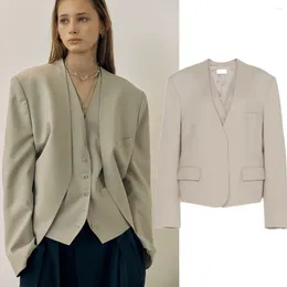 Women's Suits Maxdutti Minimalist Vintage Fashion Casual Commuter Suit Blazers Jacket Women Vest Tops Two Piece Set 2024