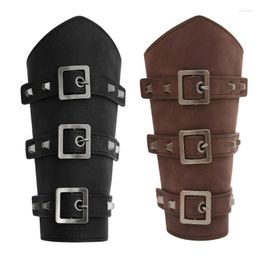 Party Supplies Cosplay Props Vintage PU Wide Bracers Tie Arm Armour Cuffs Adjustable Width Mediaeval Wristband Adult Cycling