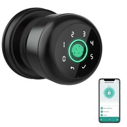 Ghome 4-in-1 Fingerprint with Keyboard Lock, Biometric Intelligent Door Handle Application Control, Keyless Entrance Lock is Very Suitable for Homes, Bedrooms,