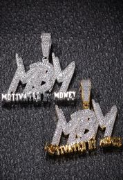 Iced Out Micro Pave MBM Letters Pendant Necklace Motivated By Money Gold Colour Plated Cubic Zircon Hip Hop Jewelry9044072