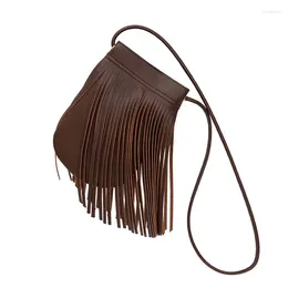 Evening Bags Trendy Phone Bag Women's Versatile Mini Retro Tassel Crossbody Genuine Leather Casual Texture Shoulder Black Handbag