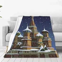 Blankets Russia Landscape Architecture Blanket Lightweight Breathable Anti-pilling Flannel Throw For Bedroom Affordable