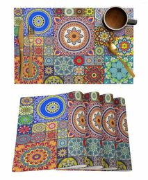 Table Mats 4/6 Pcs Ethnic Style Egyptian Pattern Placemat Kitchen Home Decoration Dining Coffee Mat