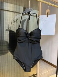 Women's Swimwear One-piece Swimming Costume Lace-up Back Design Casual Fashion 2024 Summer 0414