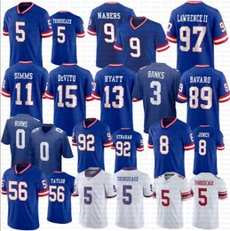 Malik Nabers Kayvon Thibodeaux Dexter Lawrence II Football Jersey Brian Burns Manning Daniel Jones Golladay Strahan DeVito Hyatt Simms Deonte Banks Thomas Bavaro