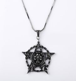 2018 Punk Titanium Pendants Cool Pentagram Skull Pendant Necklace For Men Gothic Style Hexagram Necklace Jewellery D719L2614767