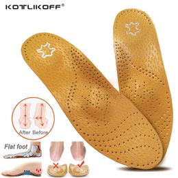 Insole For Shoes Leather Ortic Insoles Flat Feet High Arch Support Orthopedic Sole Fit In OX Leg Corrected Insert 240429