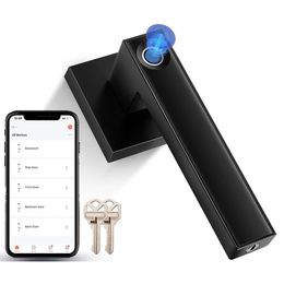 Clyerset Smart Door Handle APP (manage Multiple Locks) Square Design Channel Mode Fingerprint Local Storage Durable Biometric Lock