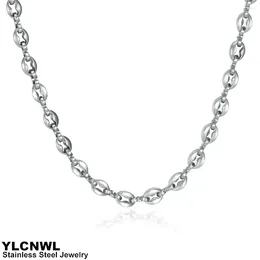 Chains Fashion Stainless Steel Coffee Bean Chain Necklace For Men Women Neck Silver Color Hiphop Rock Statement Jewelry 16 20 Inch