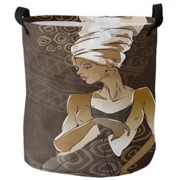Laundry Bags African Women National Culture Ethnic Foldable Basket Large Capacity Waterproof Storage Organiser Kid Toy Bag