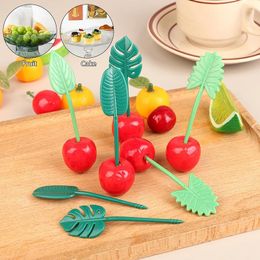 Forks 10Pcs/Set Reusable Leaf Fruit Fork Toothpick Plastic Decoration Lunch Box Bento Picks Dessert Accessories