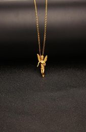NEW Hip Hop Jewellery Angel Pendant Necklace Stainless Gold Plated With 60cm Chain For Men Nice Lover Gift Rapper Accessories Je1922651
