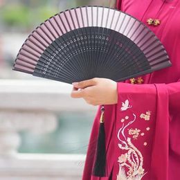 Party Favor 6-inch Chinese Style Women's Folding Fan Gradient Dance Scenic Spot Hanfu Pography Head Blue Row Hollowed Out