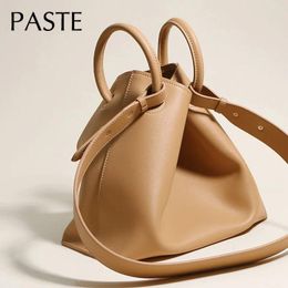 Shoulder Bags Fashion Design Big Circle Round Handle Women Handbag Advanced Cowhide Leather Large Capacity Tote Crossbody Bag