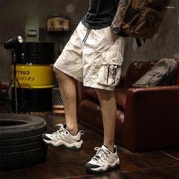 Men's Shorts Ice Silk Cool Thin Casual Cargo Summer American Fashion Brand Loose Straight Leg Five Quarter Pants Breeches