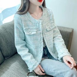 Women's Jackets Ladies Solid Colored Tweed Tassel Short Jacket Spring And Autumn Clothing