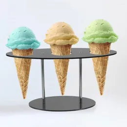 Bakeware Tools Ice Cream Cone Holder With 3 Holes Clear Display Stand For Wedding Birthday Party Anniversary