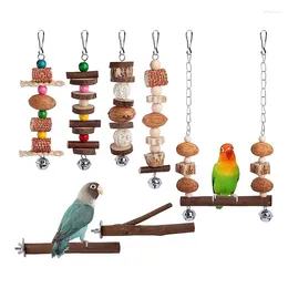 Other Bird Supplies 7 Packs Parakeets Chewing Toys-Wood Hanging Cage Toys Set-Climbing Ladder Swing For