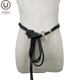 Waist Chain Belts Newly designed handmade leather belt in the UK womens rubber elastic chain fashionable accessories black Q240511