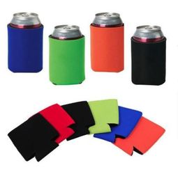 Whole Many colors Blank Neoprene Foldable Stubby Holders Beer Cooler Bags For Wine Food Cans Cover7434151