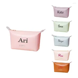 Cosmetic Bags Personalised Travel Makeup Bag Embroidery Protable Waterproof Organiser Pouch Custom Made For Women