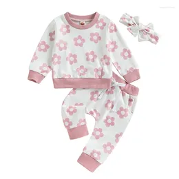 Clothing Sets Kupretty Born Baby Girl Fall Outfit Flower Long Sleeve Crew Neck Sweatshirts Pants 3 6 9 12 18 24 Months Gifts
