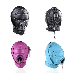 Party Supplies Black Fetish Cosplay Leather PU Full Face Mask Hood Punk Style Patent For Woman Man Halloween Mysterious