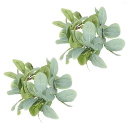 Decorative Flowers 2 Pcs Faux Greenery Garland Ring Tabletop Decoration Small Artificial Wreath Adornment Simulation Leaf Plastic Door