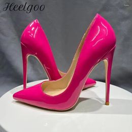 Dress Shoes Heelgoo Women Sexy Rose Patent Pointy Toe High Heel For Party Club Designer Slip On Stiletto Pumps 12cm 10cm 8cm