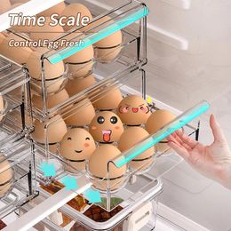 Hooks Kitchen Drawer Egg Organiser Clear Automatic Scrolling Storage Holder Large Capacity Stackable Rack Shelf For