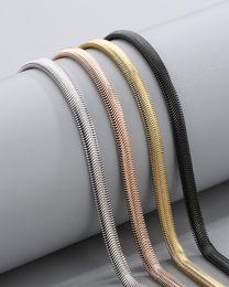 5mm Wide 24 Inch Simple Fashion Flat Chain Necklace Stainless Steel Jewellery For Women Mens Silver/ Gold/ Rose Gold/black5290860