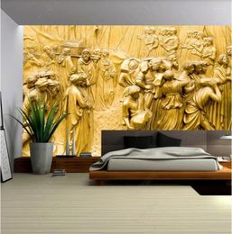 Wallpapers 2024 Custom Golden 3D European Style Po Wallpaper Murals Living Room Bedroom Auditorium Mural Background Wall Home Decor