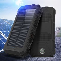 Cell Phone Chargers Solar Charger Power Bank 10000mah Portable External Battery Pack Fast ChargingSuper Bright Flashlight Panel Charging