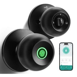 Fingerprint Intelligent Fingerprint Handle Lock, Biometric with Application Control, Keyless Thumb Entrance Door Lock Suitable for Bedrooms, Front Doors, Homes,