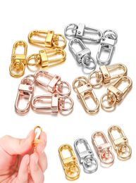 10pcslot 12x33mm Rotating Dog Buckle Gold Rhodium Metal Lobster Clasps Hooks For DIY Jewellery Making Key Ring Chain Accessories3125172