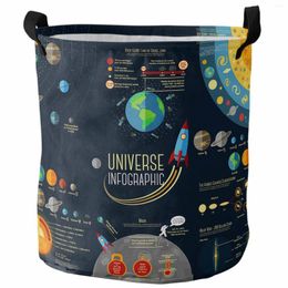 Laundry Bags Space Rocket Moon Planet Foldable Basket Large Capacity Hamper Clothes Storage Organiser Kid Toy Bag