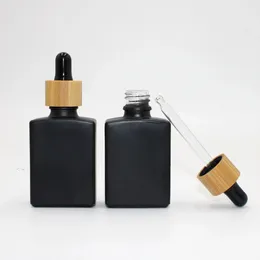 Storage Bottles 30ml Square Shape Bottle Glass Matte Black/White Dropper Jar With Lid Makeup Container