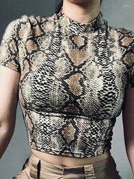 Women's Tanks 2024 Sexy Crop Top Women Snake Print Tank Slim Primer High Collar Vest Harajuku T Shirt Femme Girls Camis Tops